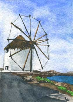 "Tilting At Windmills" by Beverly Larson, Oregon WI - Watercolor